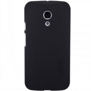 Moto G2 dėklas juodas "Nillkin" Frosted Shield + plėvelė